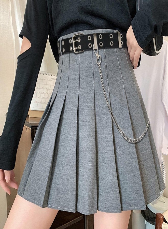 YOGEYOGE Studded Belt, Y2K Belt with Chain Star Belt Black Belt Women Goth Belt Punk Double Grommet Belt for Women Men - Image 5